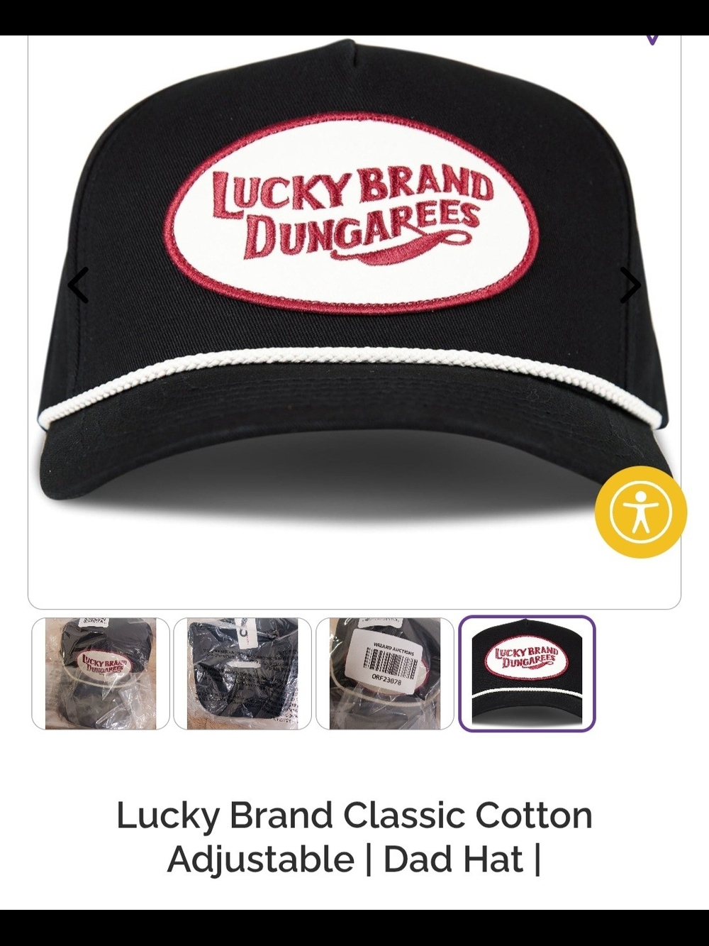 Lucky Brand Black Hat with White Patch and Red Logo